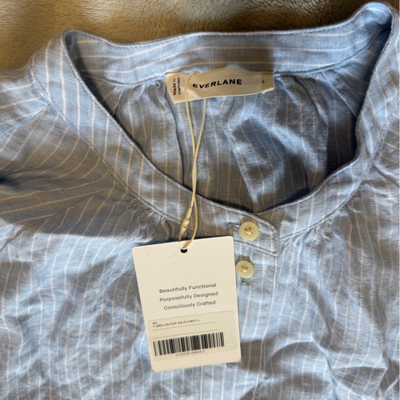Everlane Light Blue Pinstripe Relaxed Linen-Blend Tunic - Picture 5 of 5